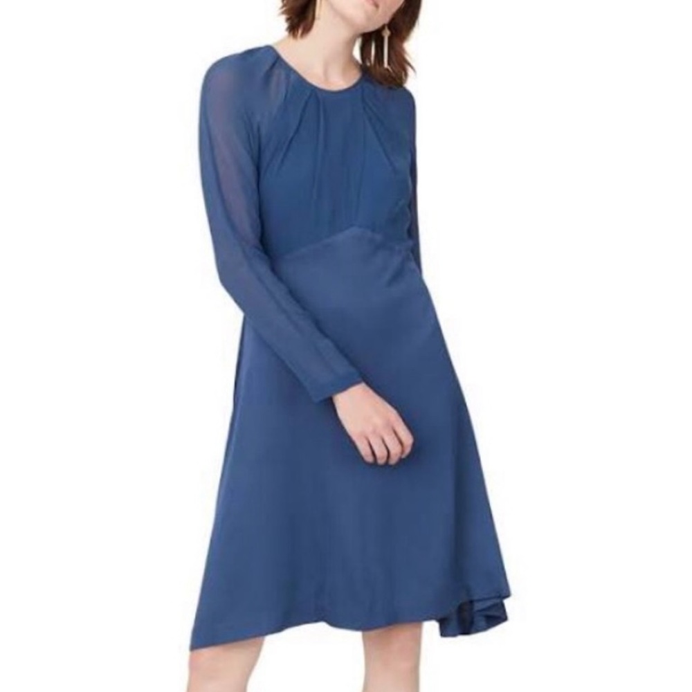 Club Monaco blue silk long sleeve dress size 4